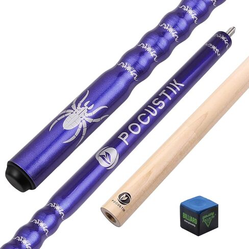 pocustik 58 "عصا تجمع جديلة 18/19/20/21 أوقية، القيقب الكندي العصي البلياردو مع تلميح 13mm، شريط المنزل مريح طاولة بلياردو العصي للرجال النساء - النبيذ الأسود الأزرق الأرجواني in Kuwait
