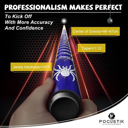pocustik 58 "عصا تجمع جديلة 18/19/20/21 أوقية، القيقب الكندي العصي البلياردو مع تلميح 13mm، شريط المنزل مريح طاولة بلياردو العصي للرجال النساء - النبيذ الأسود الأزرق الأرجواني in Kuwait