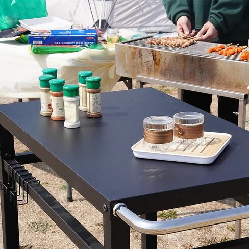 عربة خدمة قابلة للطي قابلة للطي من ELEVON، عربة خدمة قابلة للطي 3 طبقات، عربة دفع قابلة للطي، عربات أدوات قابلة للطي مع عجلات للمكاتب والمستودعات المنزلية، أسود in Kuwait