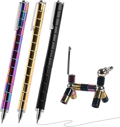 HMMIA Decompression Magnetic Metal Toy Pen,Fidget Pen, Multifunctional Deform-able Capacities Touch Screen Ballpoint Pen, Great Gifts for Kids and Friends (3Pcs) in Saudi Arabia