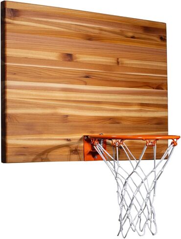 Cali Kiwi Pros Mini Basketball Hoop & Ball Set for Indoors. Wall Mount, Made in The USA in Red Cedar. Includes 9" Hoop, Net & 5 Mini Basketballs and Pump (Natural Inlaid) in Kuwait