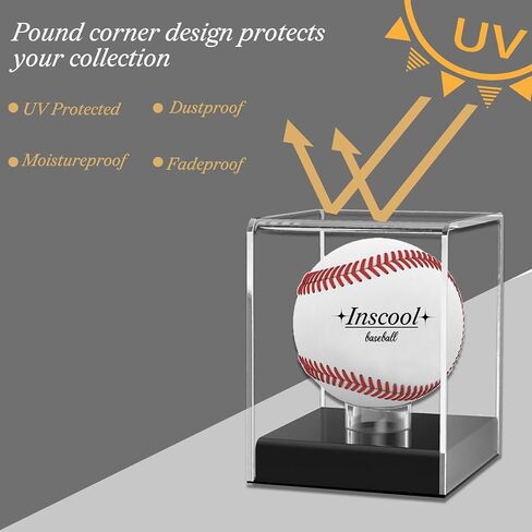 Inscool Baseball Display Case,Acrylic Baseball Display Cases,UV Protected Acrylic Baseball Display Cube,Baseball Case for Autographed Baseball,Memorabilia Baseball Clear Display Case (Rounded Base) in Saudi Arabia