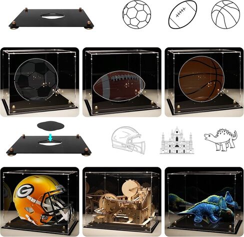 حافظة عرض خوذة كرة القدم الأكريليك من Putros بالحجم الكامل مع مرآة وقاعدة قابلة للفصل للحماية من الأشعة فوق البنفسجية، صندوق شفاف مقاوم للغبار لتخزين تذكارات المقتنيات (شاهد الفيديو للتجميع) in Kuwait