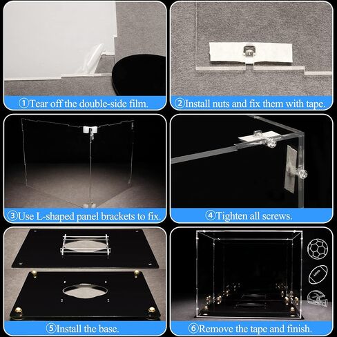 حافظة عرض خوذة كرة القدم الأكريليك من Putros بالحجم الكامل مع مرآة وقاعدة قابلة للفصل للحماية من الأشعة فوق البنفسجية، صندوق شفاف مقاوم للغبار لتخزين تذكارات المقتنيات (شاهد الفيديو للتجميع) in Kuwait