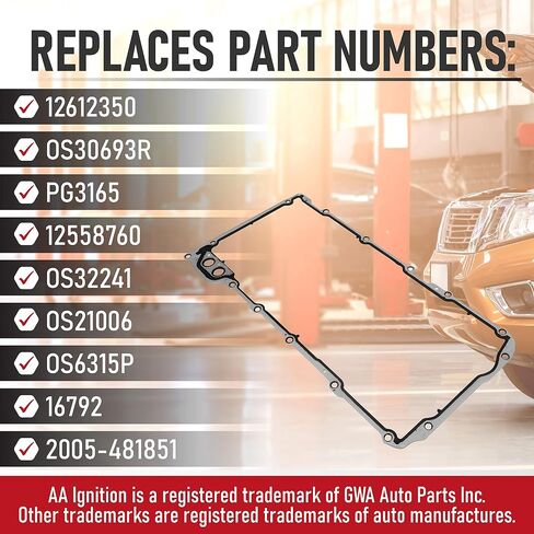 Replacement Oil Pan Gasket - Replaces 12612350, OS30693R, PG3165, Compatible with Buick, Cadillac, Chevrolet, GMC, Hummer, Isuzu & Pontiac Vehicles - Rainier, Escalade, Avalanche, Sierra, Silverado in Saudi Arabia