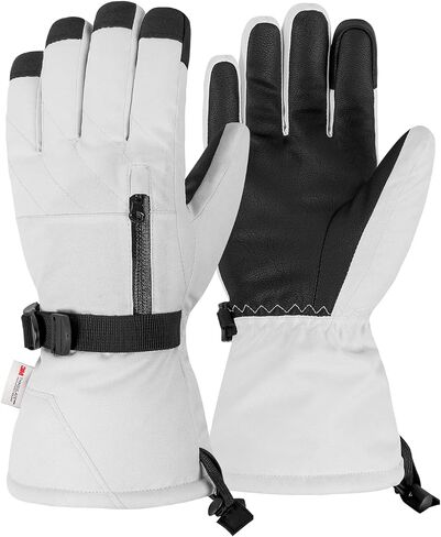 Ski Gloves Touchscreen Men/Women, 3M Insulated Windproof Snow Gloves,Waterproof Snowboard Gloves with Zipper Pocket,Warm Winter Gloves for Cold Weather Hiking & Snowmobiling in Saudi Arabia