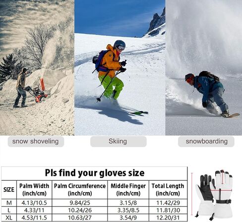 Ski Gloves Touchscreen Men/Women, 3M Insulated Windproof Snow Gloves,Waterproof Snowboard Gloves with Zipper Pocket,Warm Winter Gloves for Cold Weather Hiking & Snowmobiling in Saudi Arabia