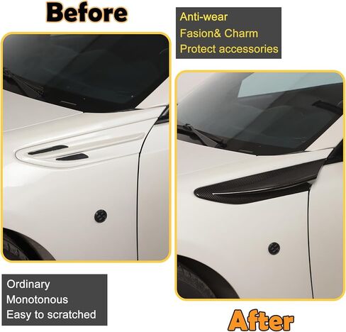 Fender Aero Fin Trim Stickers Decorative Air Flow Intake Hole Grille Spoiler, for Toyota 86 GT86 Scion FR-S and for Subaru BRZ 2012-2020, Side Fender Air Vent Grille made of ABS (Carbon fiber pattern) in Kuwait