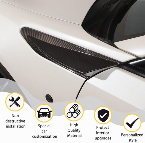 Fender Aero Fin Trim Stickers Decorative Air Flow Intake Hole Grille Spoiler, for Toyota 86 GT86 Scion FR-S and for Subaru BRZ 2012-2020, Side Fender Air Vent Grille made of ABS (Carbon fiber pattern) in Kuwait