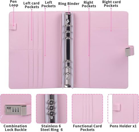 100 Envelopes Challenge Binder with Combination Lock,Money Saving Binder for Planning and Saving $5050,A5 Budget Binder with Cash Envelopes for Girl Women Birthday Gift Cash & Expense Envelopes in Kuwait