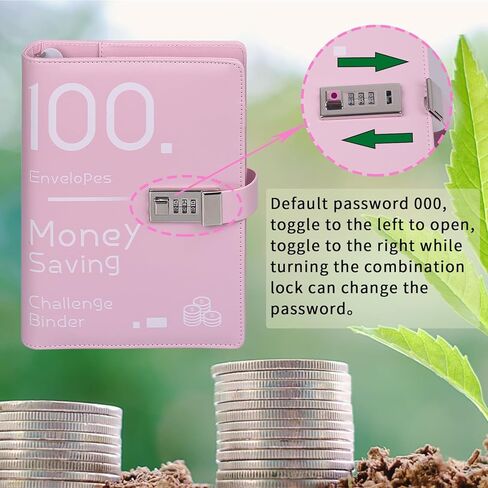 100 Envelopes Challenge Binder with Combination Lock,Money Saving Binder for Planning and Saving $5050,A5 Budget Binder with Cash Envelopes for Girl Women Birthday Gift Cash & Expense Envelopes in Kuwait