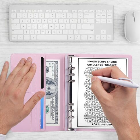 100 Envelopes Challenge Binder with Combination Lock,Money Saving Binder for Planning and Saving $5050,A5 Budget Binder with Cash Envelopes for Girl Women Birthday Gift Cash & Expense Envelopes in Kuwait