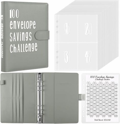 SKYDUE 100 Envelopes Money Saving Challenge Binder, Savings Challenges Book with Envelopes & Reusable Tracker, 100 Day Money Saving Binder Kit to Save 5050, A5 Pink in Saudi Arabia