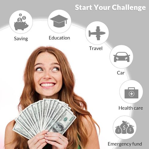 SKYDUE 100 Envelopes Money Saving Challenge Binder, Savings Challenges Book with Envelopes & Reusable Tracker, 100 Day Money Saving Binder Kit to Save 5050, A5 Pink in Saudi Arabia