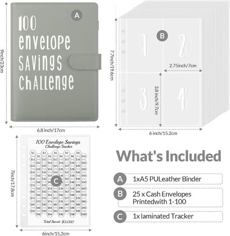 SKYDUE 100 Envelopes Money Saving Challenge Binder, Savings Challenges Book with Envelopes & Reusable Tracker, 100 Day Money Saving Binder Kit to Save 5050, A5 Pink in Saudi Arabia