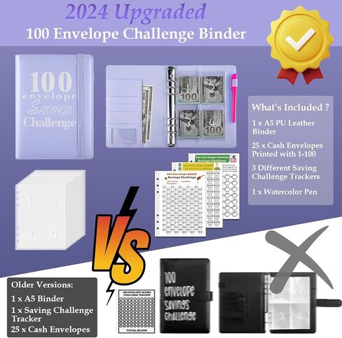 100 Envelopes Money Saving Challenge Binder, Envelope Savings Challenge Book, Easy and Fun to Save $5,050, 10,000 & Customized Amounts, A5 Money Saving Planner Budget Binder with Cash Envelopes & Pen in Saudi Arabia