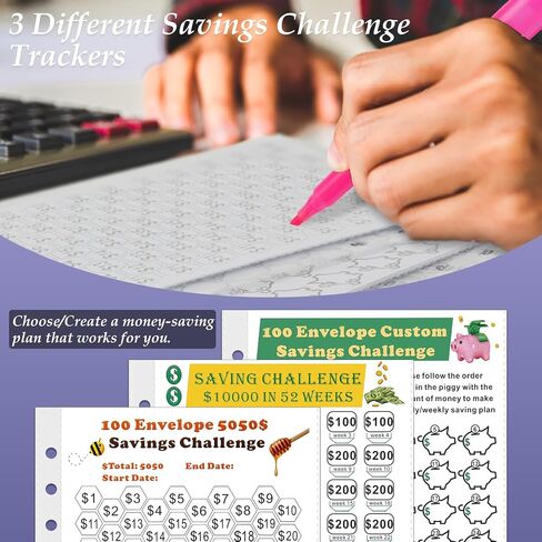 100 Envelopes Money Saving Challenge Binder, Envelope Savings Challenge Book, Easy and Fun to Save $5,050, 10,000 & Customized Amounts, A5 Money Saving Planner Budget Binder with Cash Envelopes & Pen in Saudi Arabia