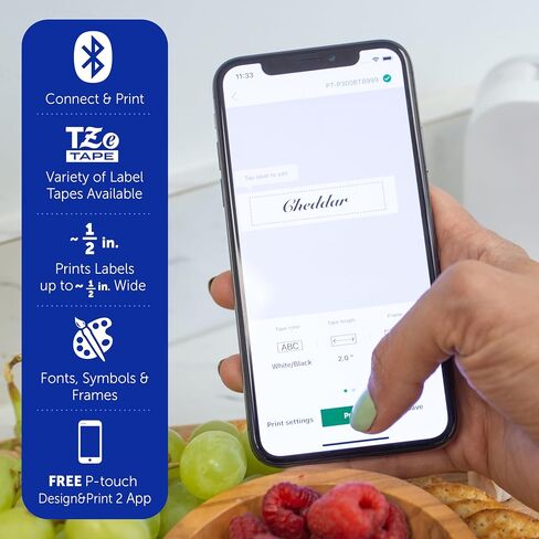صانع ملصقات Brother P-Touch Cube، طابعة حرارية بدون حبر للمنزل والمكتب، خفيفة الوزن محمولة، متوافقة مع بلوتوث الهاتف الذكي اللاسلكي، قوالب متعددة لهواتف iPhone وAndroid، PTP300BTBU، أزرق in Saudi Arabia