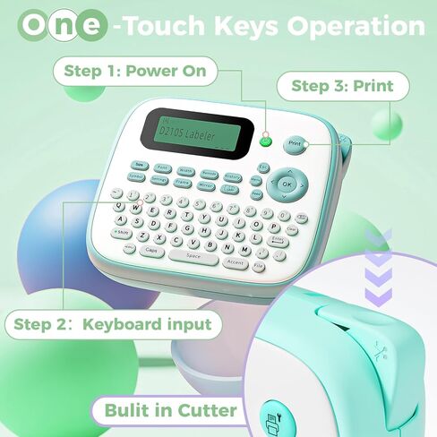 آلة صنع الملصقات الوردية مع 4 أشرطة مغلفة، ملصق لوحة مفاتيح QWERTY محمول، طابعة D210S سهلة صنع الملصقات المحمولة لوضع العلامات على الزجاجة، الجرة، للمنزل والمكتب وتنظيم الأطفال in Kuwait