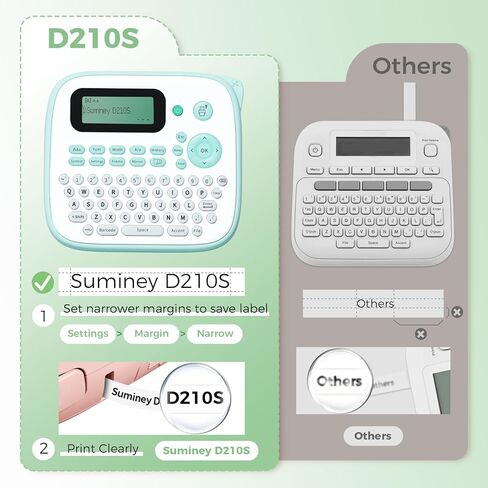 آلة صنع الملصقات الوردية مع 4 أشرطة مغلفة، ملصق لوحة مفاتيح QWERTY محمول، طابعة D210S سهلة صنع الملصقات المحمولة لوضع العلامات على الزجاجة، الجرة، للمنزل والمكتب وتنظيم الأطفال in Kuwait