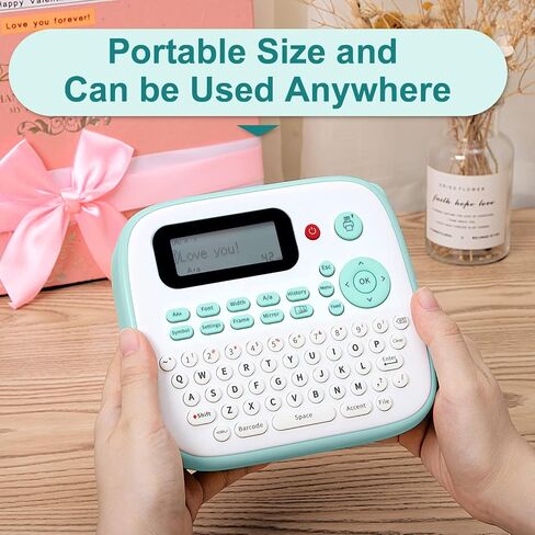 Labelife Label Maker Machine with 4 Tapes, Portable Label Maker D210S, QWERTY Keyboard, One-Touch Keys, Easy-to-Use, Handheld Label Maker with Tapes and AC Adapter, for Home Office Organization, Green in Saudi Arabia