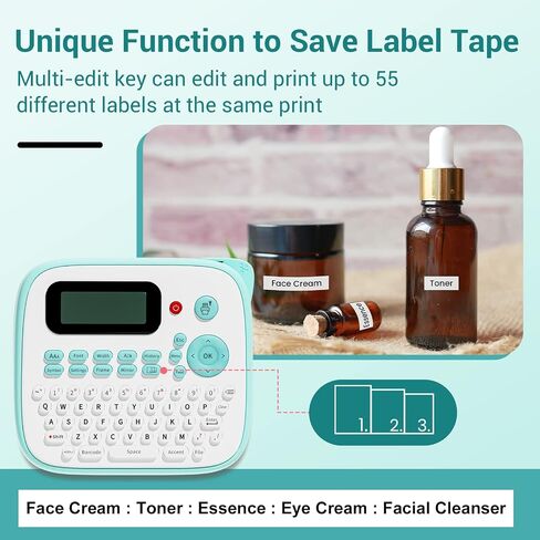 Labelife Label Maker Machine with 4 Tapes, Portable Label Maker D210S, QWERTY Keyboard, One-Touch Keys, Easy-to-Use, Handheld Label Maker with Tapes and AC Adapter, for Home Office Organization, Green in Saudi Arabia