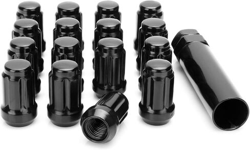 ATV M12x1.5 Spline Lug Nuts, 16pcs 12x1.5 Lug Nuts Black with 1 Socket Key,12mmx1.5 Closed End Locking Lug Nuts for Polaris Ranger RZR Honda Can-Am Pioneer Maverick X3 Talon Outlander Civic in Saudi Arabia