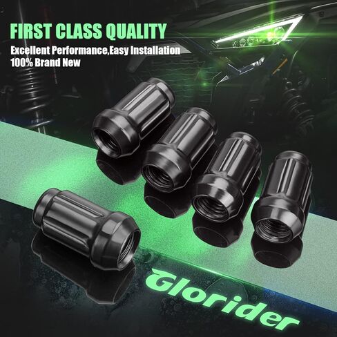 ATV M12x1.5 Spline Lug Nuts, 16pcs 12x1.5 Lug Nuts Black with 1 Socket Key,12mmx1.5 Closed End Locking Lug Nuts for Polaris Ranger RZR Honda Can-Am Pioneer Maverick X3 Talon Outlander Civic in Saudi Arabia