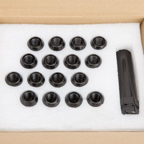 ATV M12x1.5 Spline Lug Nuts, 16pcs 12x1.5 Lug Nuts Black with 1 Socket Key,12mmx1.5 Closed End Locking Lug Nuts for Polaris Ranger RZR Honda Can-Am Pioneer Maverick X3 Talon Outlander Civic in Saudi Arabia