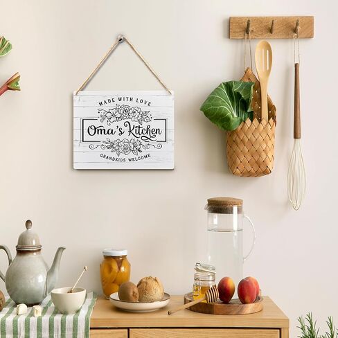 Oma's Kitchen Sign - Oma's Kitchen Decor, Oma's Kitchen Hanging Wooden Plaque, Rustic Farmhouse Kitchen Signs, Kitchen Wall Decor, 10x8 in Saudi Arabia