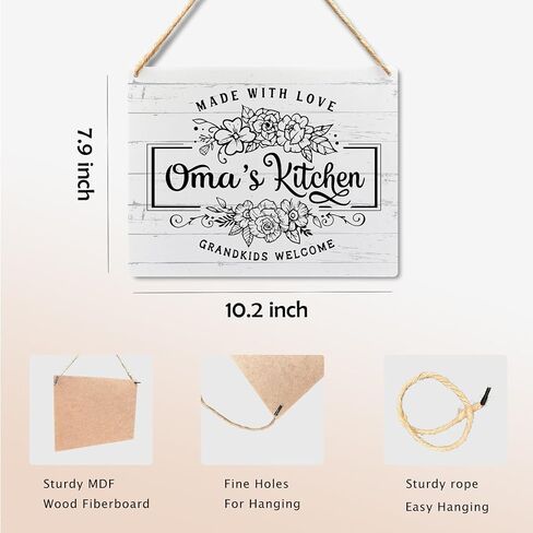Oma's Kitchen Sign - Oma's Kitchen Decor, Oma's Kitchen Hanging Wooden Plaque, Rustic Farmhouse Kitchen Signs, Kitchen Wall Decor, 10x8 in Saudi Arabia