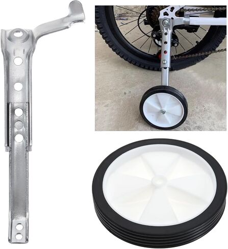 Micro Traders Bike Training Wheels Adjustable Children's Bicycle Stabiliser Support Mounted Kit for 16/18/20/22/24 Inch Childrens Bike Silver in Saudi Arabia