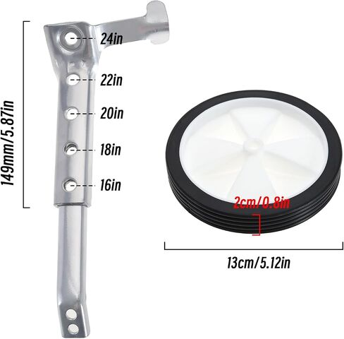 Micro Traders Bike Training Wheels Adjustable Children's Bicycle Stabiliser Support Mounted Kit for 16/18/20/22/24 Inch Childrens Bike Silver in Saudi Arabia