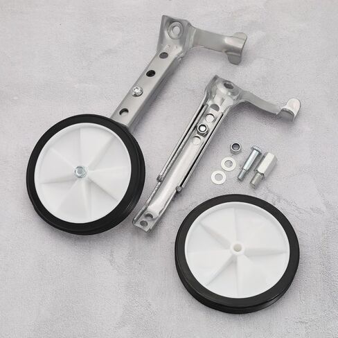 Micro Traders Bike Training Wheels Adjustable Children's Bicycle Stabiliser Support Mounted Kit for 16/18/20/22/24 Inch Childrens Bike Silver in Saudi Arabia