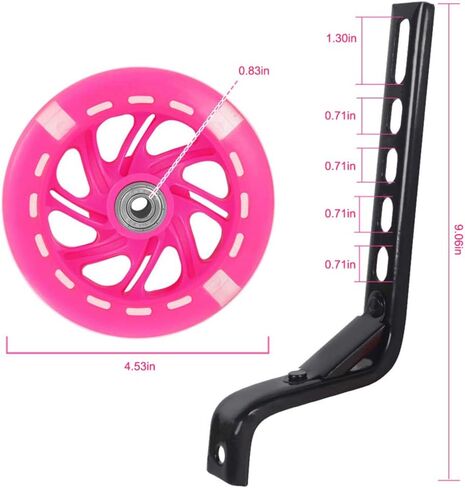 QKTYB 1 Pair Bike Training Wheels Flash Mute Kids' Bicycle Training Wheels Children Bike Stabilizers Support Wheels Universal Bike Training Wheels for Kids Bike 12 14 16 18 20 Inch (Pink) in Kuwait