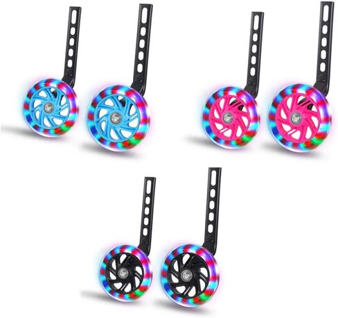 QKTYB 1 Pair Bike Training Wheels Flash Mute Kids' Bicycle Training Wheels Children Bike Stabilizers Support Wheels Universal Bike Training Wheels for Kids Bike 12 14 16 18 20 Inch (Pink) in Kuwait