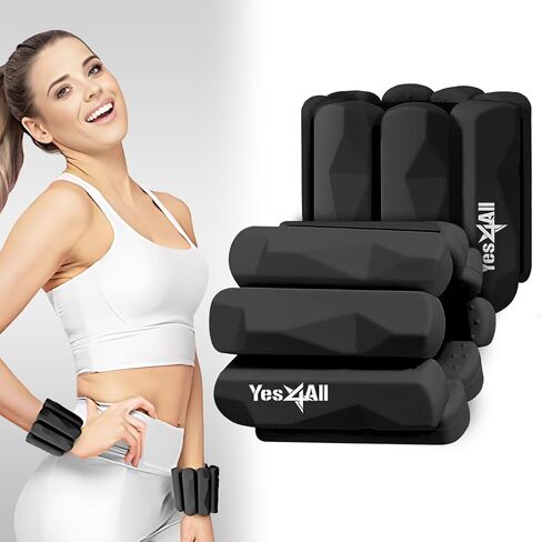 Yes4All Wrist & Ankle Weights Set 2x 1lb - Premium Silicone Adjustable For Women/Men Home Gym, Yoga, Cardio, Pilates, Running in Saudi Arabia