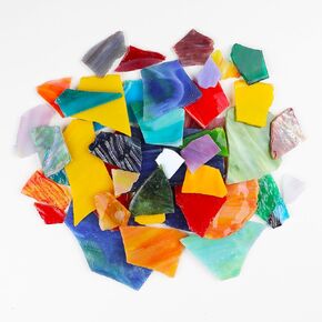 Mosaic Tiles Stained Glass, 2 Pounds Vibrant Mixed Glass Mosaic Tiles Pieces, Mosaic Crafts Supplies for Home Decoration, DIY Crafts or Picture Frames (Mixed Color)