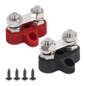 ALLGOOD Junction Block Power Post Insulated Terminal Stud Battery 5/16" Ring Compatible with Trucks, RVs, Coaches, Boats Red Black 2Pcs