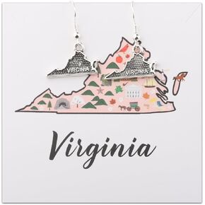 HOLLP Virginia State Shaped Map Earring Virginia State Pride Gift Virginia Gifts Born in Virginia Gift Virginia Souvenir Gift