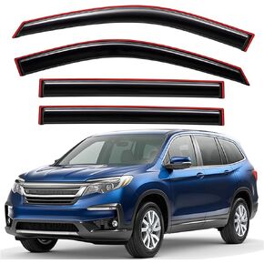Lightronic WV194557 in-Channel Side Window Visor Deflector Vent Rain Guard, Dark Smoke, 4-Pieces Set, Fits 2016-2022 Honda Pilot (EXCLUDES Touring Model)
