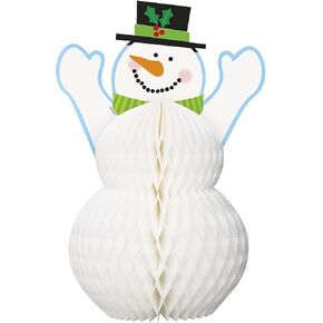 Unique Frosty Fun Snowman Honeycomb Decorations - 7" (4 Count) - Multicolor, Perfect for Holiday Season Festivities