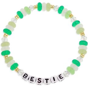 Crystal Letter Beaded Stretch Bracelets for Women, Trendy Boho Gold Natural Stone Beads Bracelet Jewelry Gift.