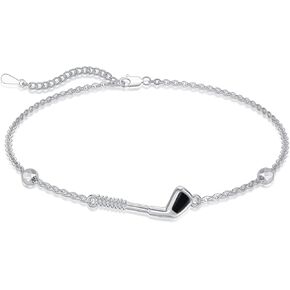 MONGAS Golf Bracelet Sterling Silver Golf Ball Bracelet Golf Clubs Bracelet Golf Jewelry for Women