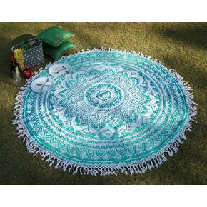 RAJRANG Tapestry Wall Hanging Hippie Mandala Cotton Bedding Bohemian Boho Bedspread Round Sea green