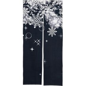 Noren Japanese Style Doorway Curtain with a Picture of Crystal of Snow Printed on it (pattern3)