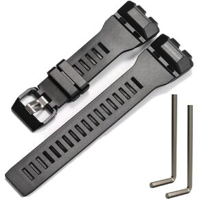 Resin Watch Band Compatible with Casio GBD-100 GBD-100SM Gbd-100 Mens Resin Replacement Watch Band Black Sport Waterproof Wristband