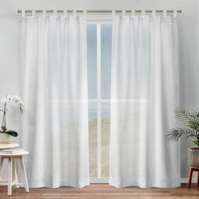 Exclusive Home Bella Sheer Tab Top Curtain Panel Pair, 54"x96", White