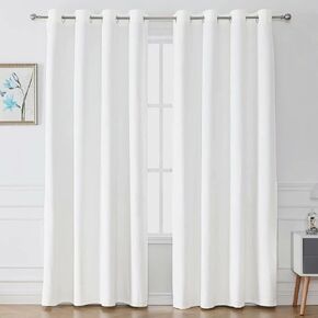 Victree White Velvet Curtains for Bedroom, White Curtains 52 x 84 inch Length - Room Darkening Sun Light Blocking Grommet Window Drapes for Living Room, 2 Panels