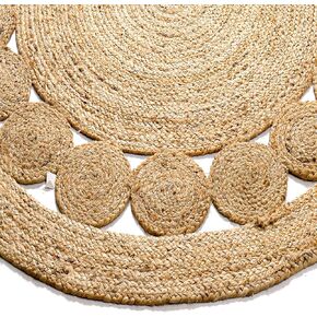 Savi Home Jute Area Rug Handwoven- 4 feet Round- Natural Beige - Rustic Vintage Beige Braided Reversible Rug- Eco Friendly Rugs for Farmhouse, Bedroom, Kitchen, Living Room